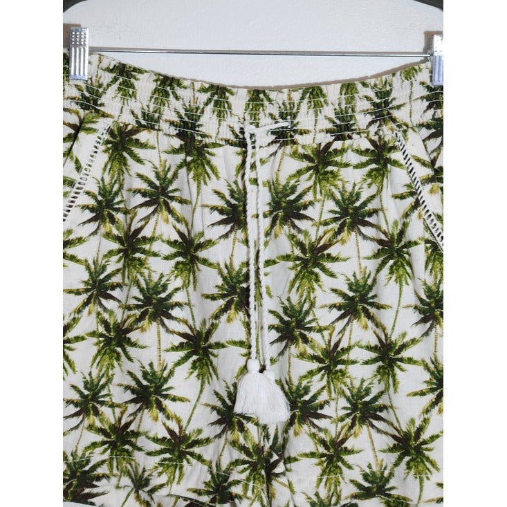 Briggs Green and White Palm Tree Print Shorts Size Large
