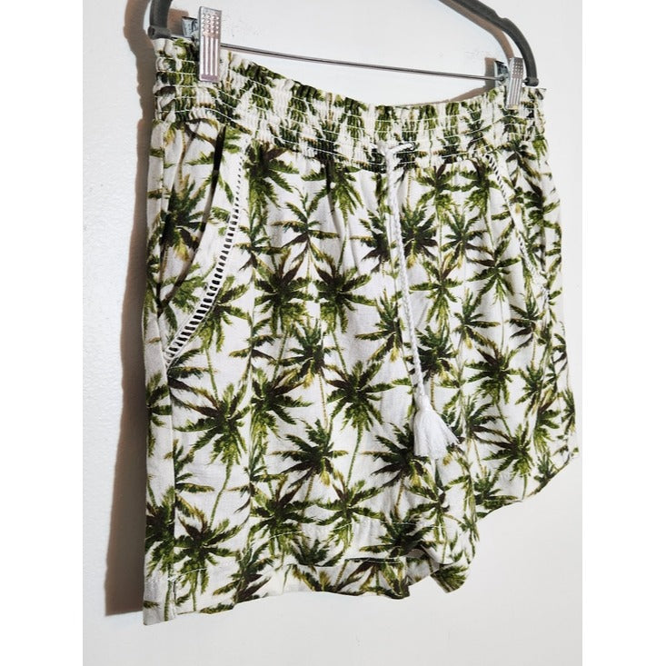 Briggs Green and White Palm Tree Print Shorts Size Large