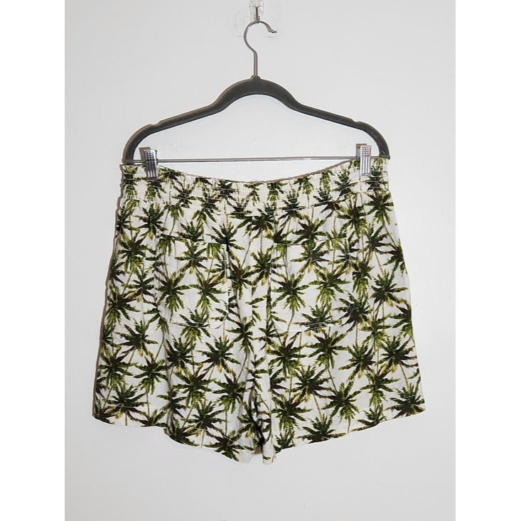 Briggs Green and White Palm Tree Print Shorts Size Large