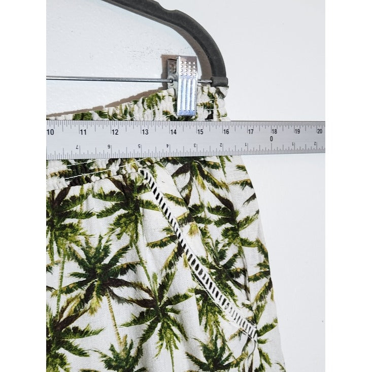 Briggs Green and White Palm Tree Print Shorts Size Large