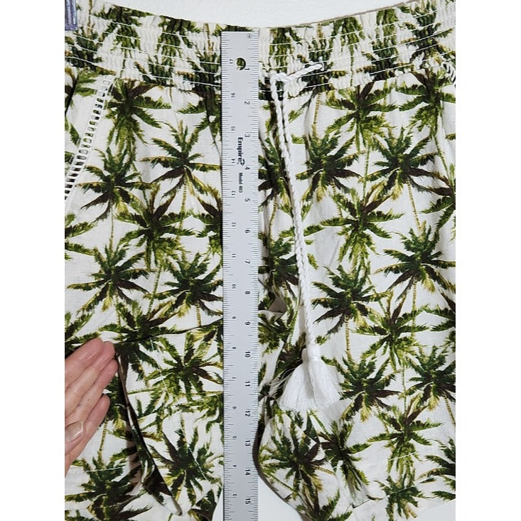 Briggs Green and White Palm Tree Print Shorts Size Large