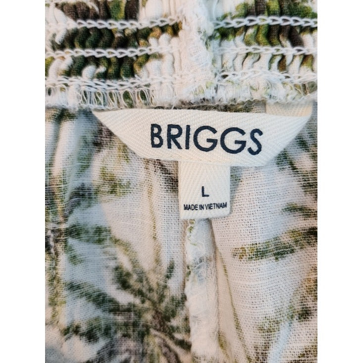 Briggs Green and White Palm Tree Print Shorts Size Large