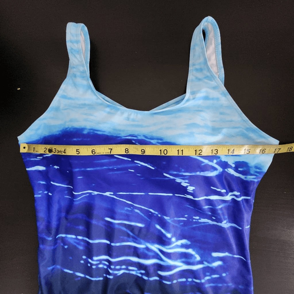 Blue One-Piece Swimsuit NWOT Size XL Abstract Print Swimwear