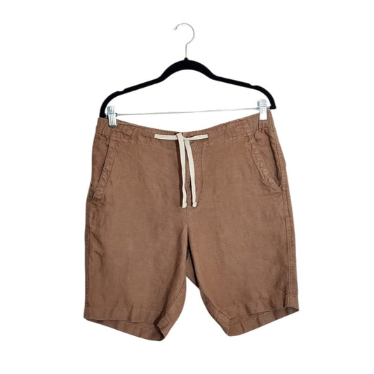 Vince Mens Brown Textured Hemp Shorts with Drawstring Size Small