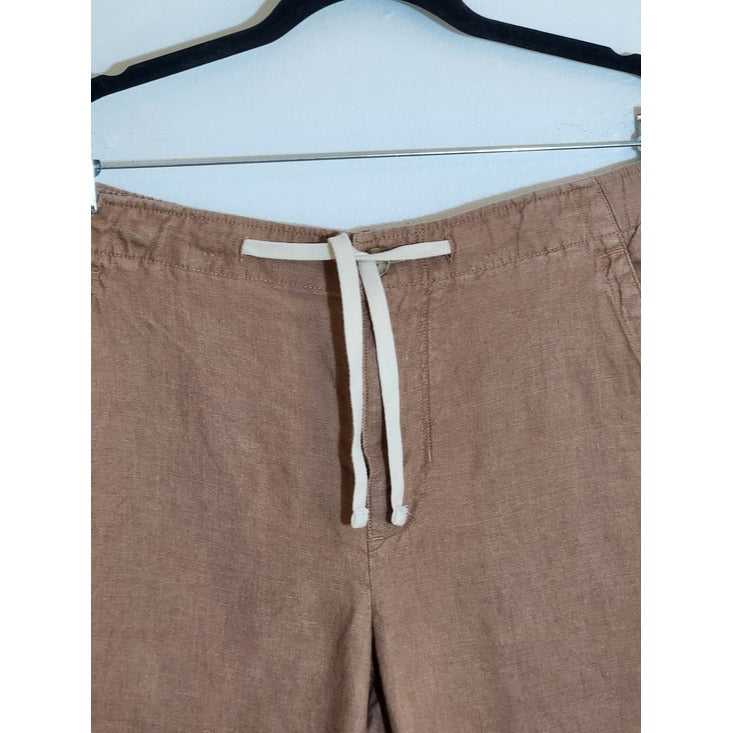 Vince Mens Brown Textured Hemp Shorts with Drawstring Size Small