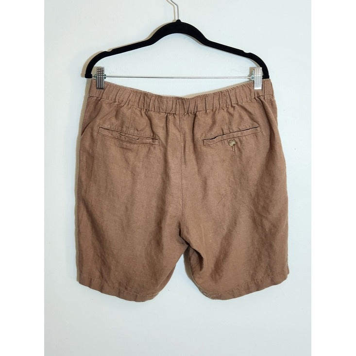 Vince Mens Brown Textured Hemp Shorts with Drawstring Size Small