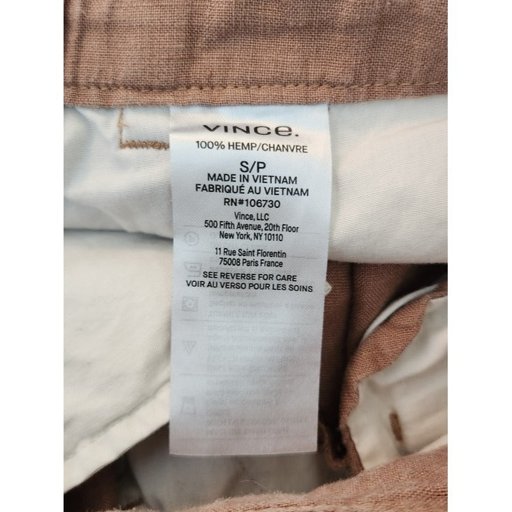 Vince Mens Brown Textured Hemp Shorts with Drawstring Size Small