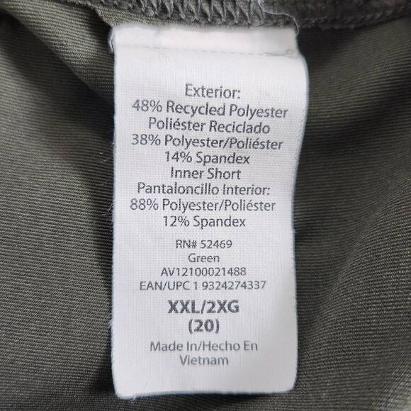 Avia Green Athletic Shorts Size XXL Plus Size Army Green Workout Shorts