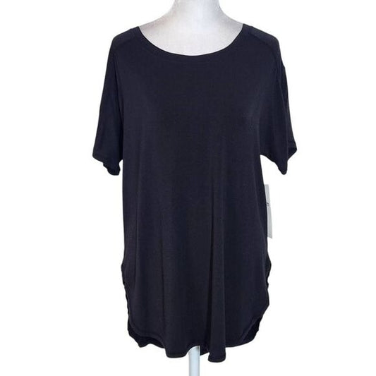 Mono B High Low Black Short Sleeve T-Shirt Tunic Size Small, New