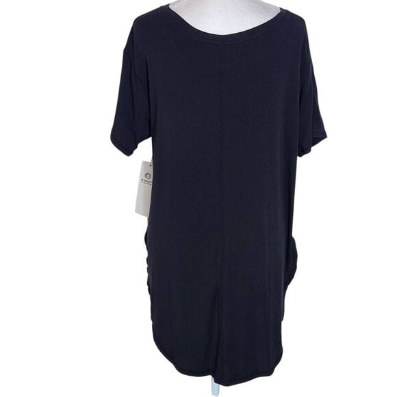 Mono B High Low Black Short Sleeve T-Shirt Tunic Size Small, New