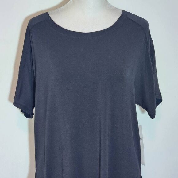 Mono B High Low Black Short Sleeve T-Shirt Tunic Size Small, New