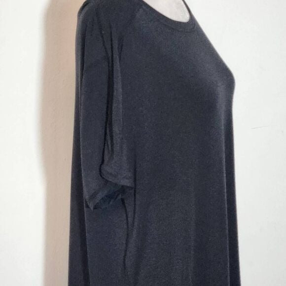 Mono B High Low Black Short Sleeve T-Shirt Tunic Size Small, New