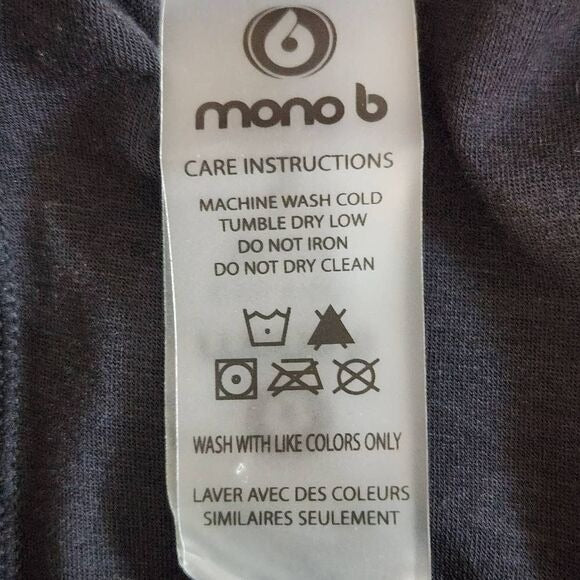 Mono B High Low Black Short Sleeve T-Shirt Tunic Size Small, New