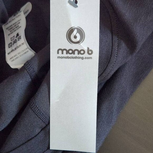 Mono B High Low Black Short Sleeve T-Shirt Tunic Size Small, New