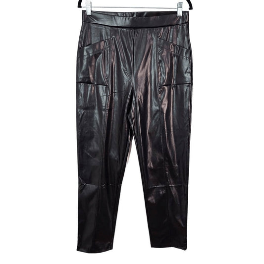 Halston Black Faux Leather Pants NWT Size Medium Black Vegan Leather Pants