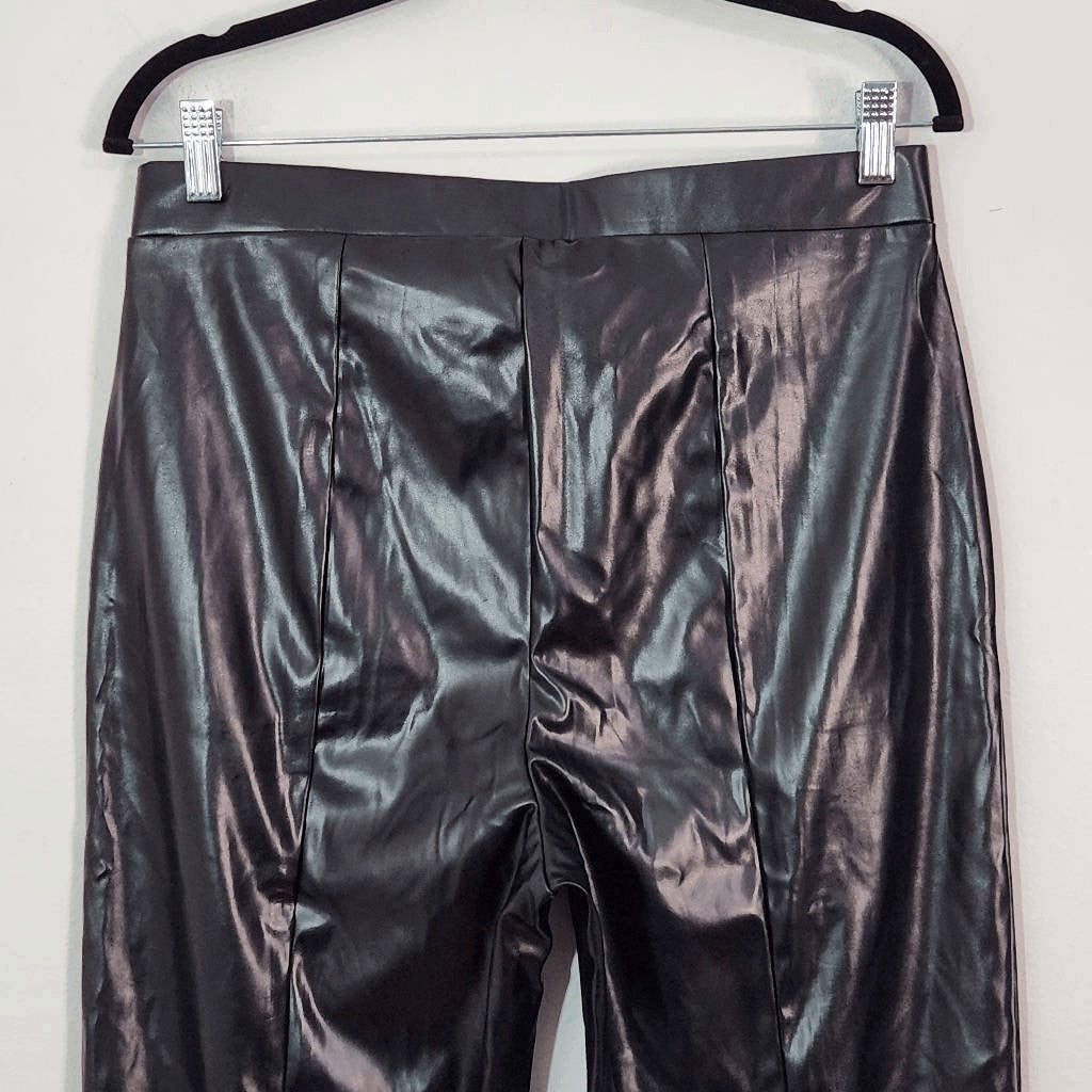 Halston Black Faux Leather Pants NWT Size Medium Black Vegan Leather Pants