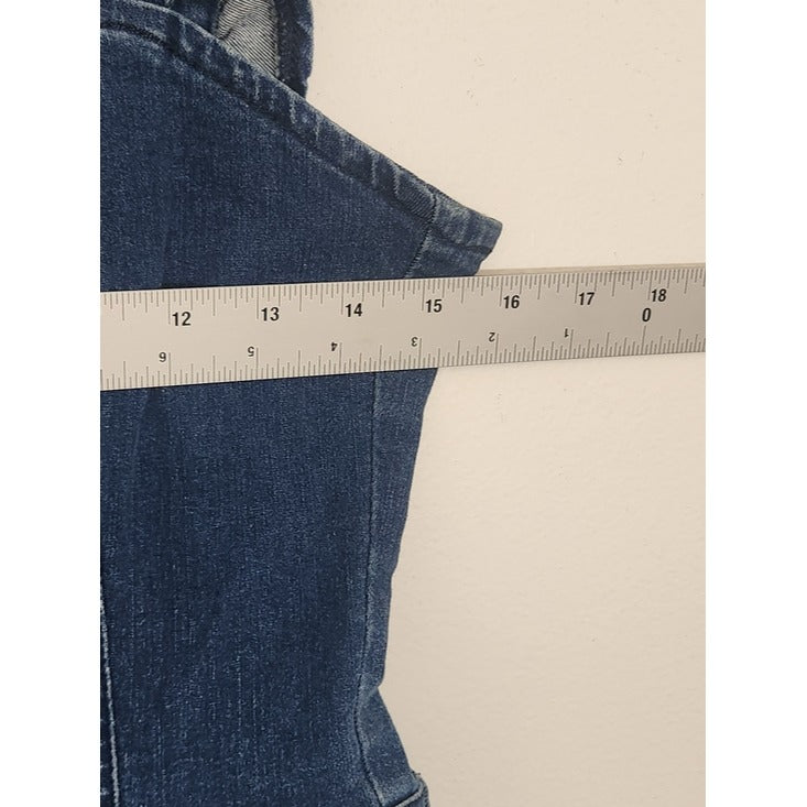 Almost Famous Dark Wash Denim Romper with Ruffle Sleeves Size Small NWT
