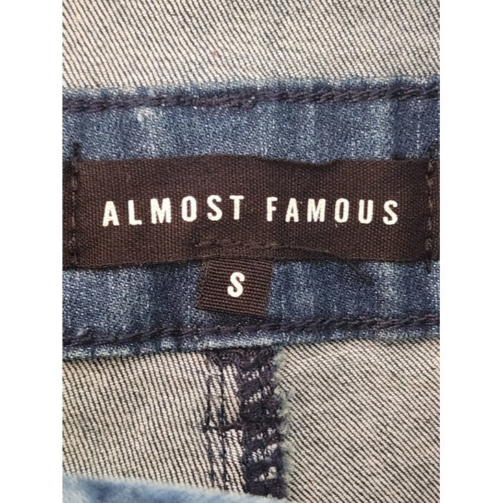 Almost Famous Dark Wash Denim Romper with Ruffle Sleeves Size Small NWT