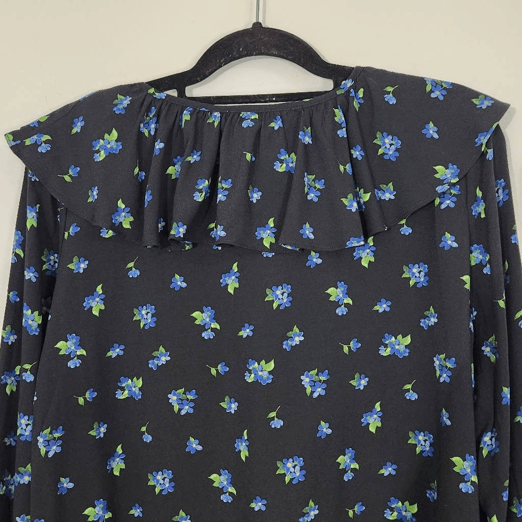 WeWoreWhat Black Floral Cropped Blouse NWT Size Large Boho Floral Blouse