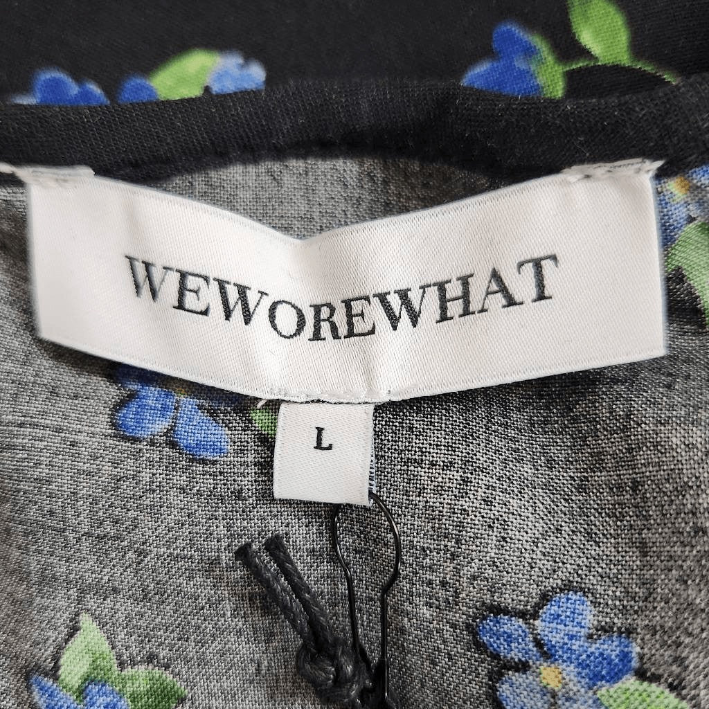 WeWoreWhat Black Floral Cropped Blouse NWT Size Large Boho Floral Blouse