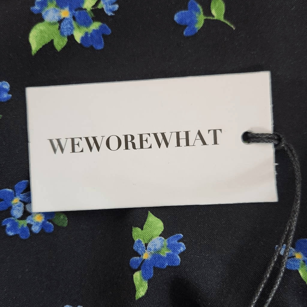 WeWoreWhat Black Floral Cropped Blouse NWT Size Large Boho Floral Blouse