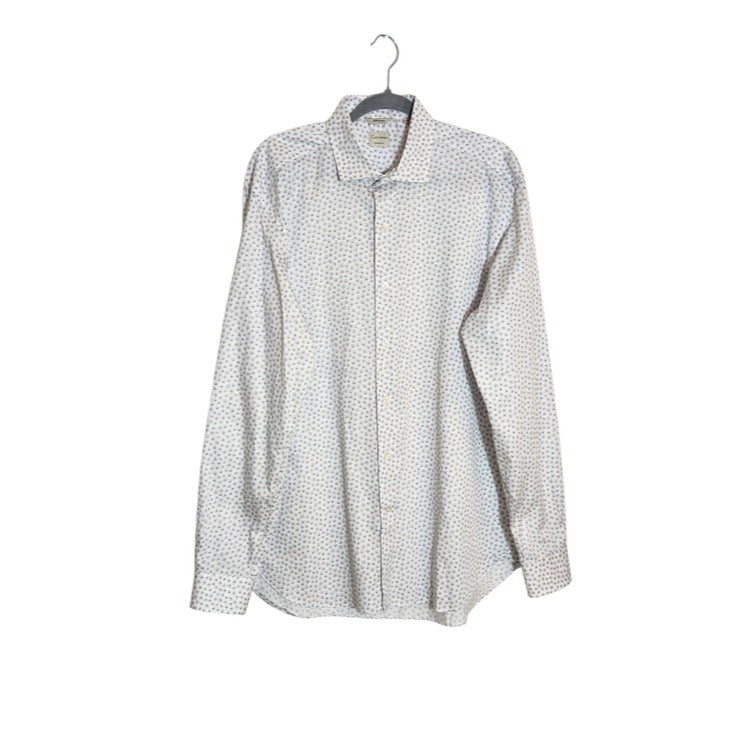 Culturata Mens White and Gray Dot Print Dress Shirt Size XL 17.5/44