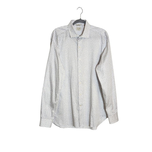 Culturata Mens White and Gray Dot Print Dress Shirt Size XL 17.5/44