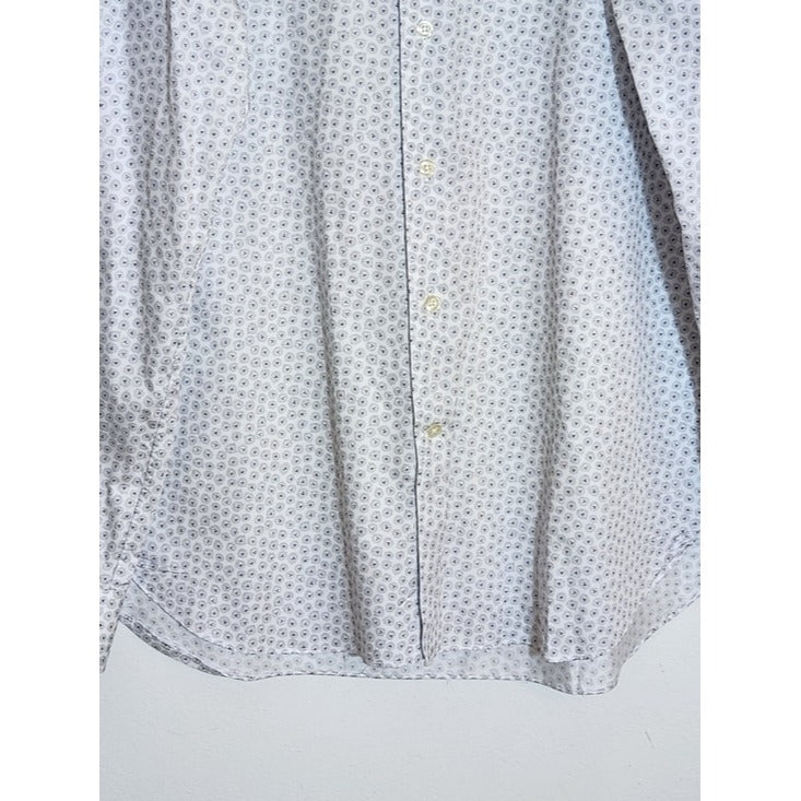 Culturata Mens White and Gray Dot Print Dress Shirt Size XL 17.5/44