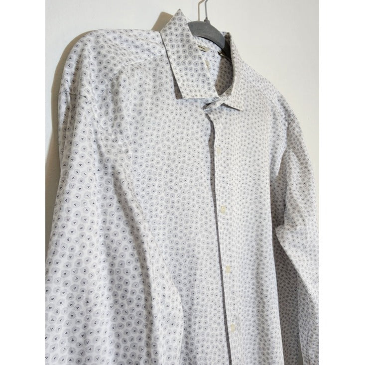 Culturata Mens White and Gray Dot Print Dress Shirt Size XL 17.5/44