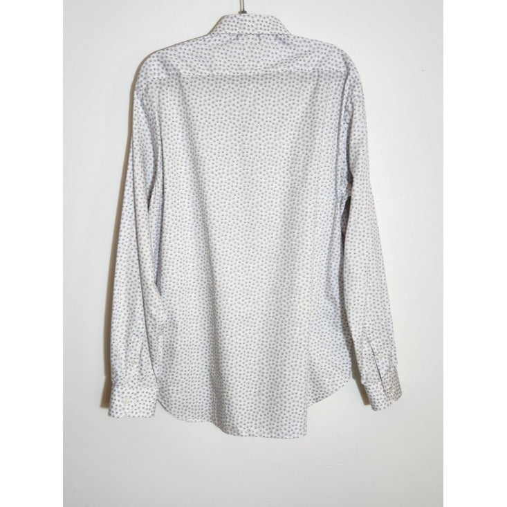 Culturata Mens White and Gray Dot Print Dress Shirt Size XL 17.5/44