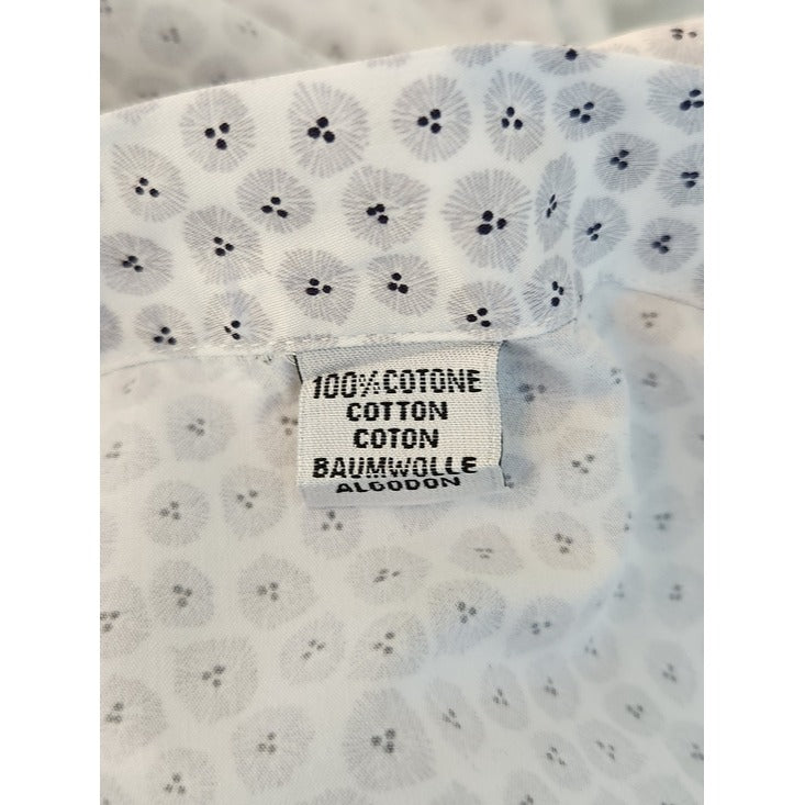 Culturata Mens White and Gray Dot Print Dress Shirt Size XL 17.5/44