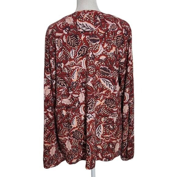 Jessica Simpson Red Paisley Boho Peasant Blouse Size Large New