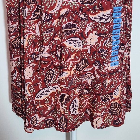 Jessica Simpson Red Paisley Boho Peasant Blouse Size Large New