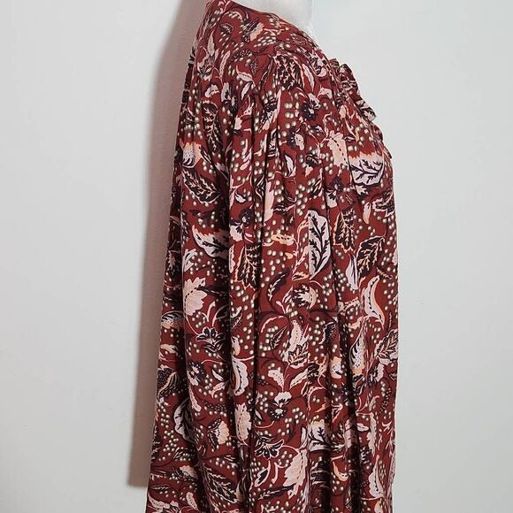 Jessica Simpson Red Paisley Boho Peasant Blouse Size Large New