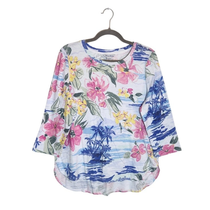 Tommy Bahama Tropical Print Tee with 3/4 Sleeve Size XL
