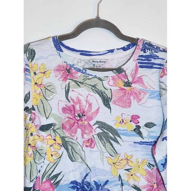 Tommy Bahama Tropical Print Tee with 3/4 Sleeve Size XL