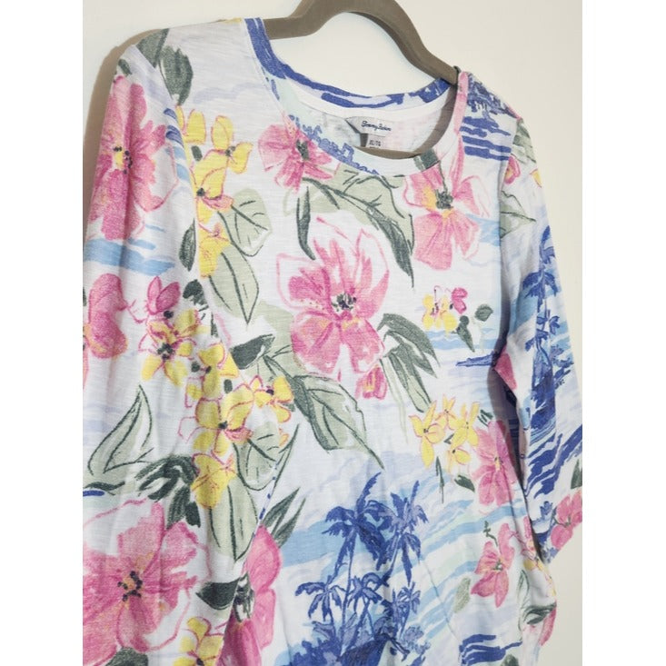 Tommy Bahama Tropical Print Tee with 3/4 Sleeve Size XL