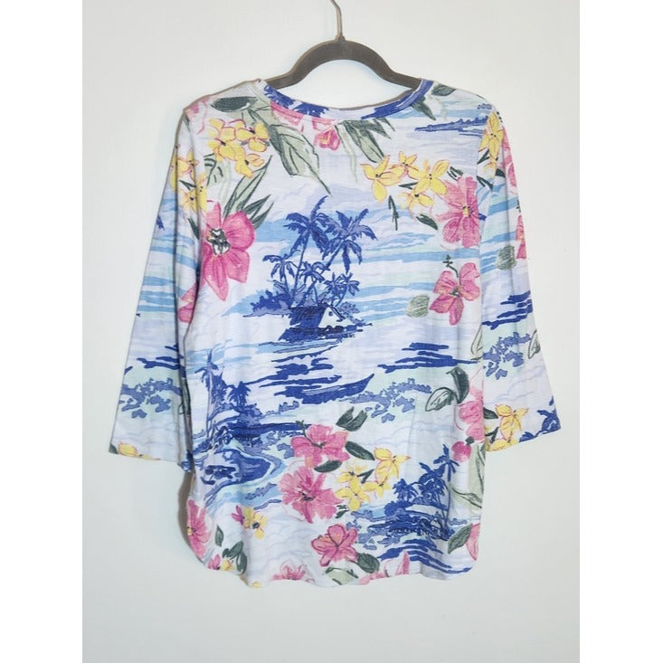 Tommy Bahama Tropical Print Tee with 3/4 Sleeve Size XL