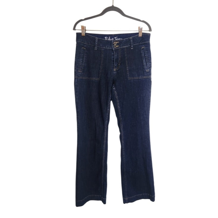 St. John's Bay Dark Wash Perfect Trouser Flare Jeans Size 8