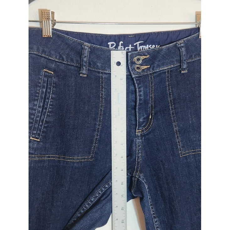 St. John's Bay Dark Wash Perfect Trouser Flare Jeans Size 8