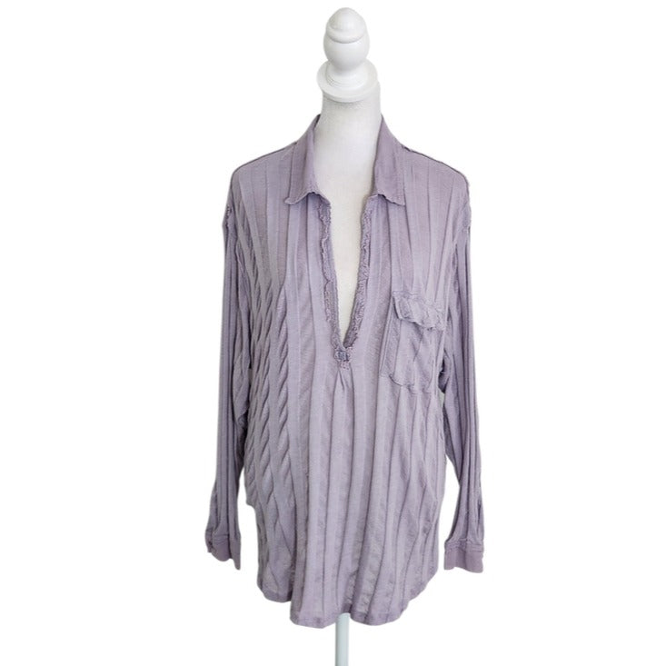 We The Free Light Purple Tonal Stripe Shirt Size Small