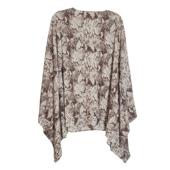 Cotton Bleu Brown and Cream Snakeskin Print Poncho Blouse Size 1X