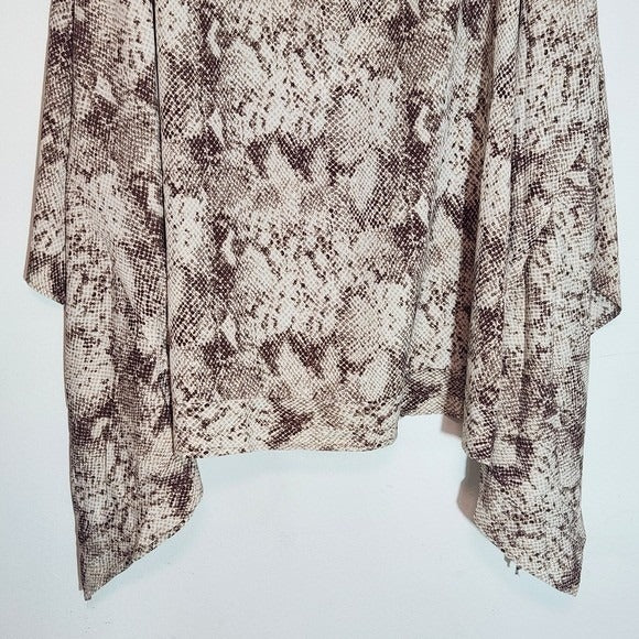 Cotton Bleu Brown and Cream Snakeskin Print Poncho Blouse Size 1X