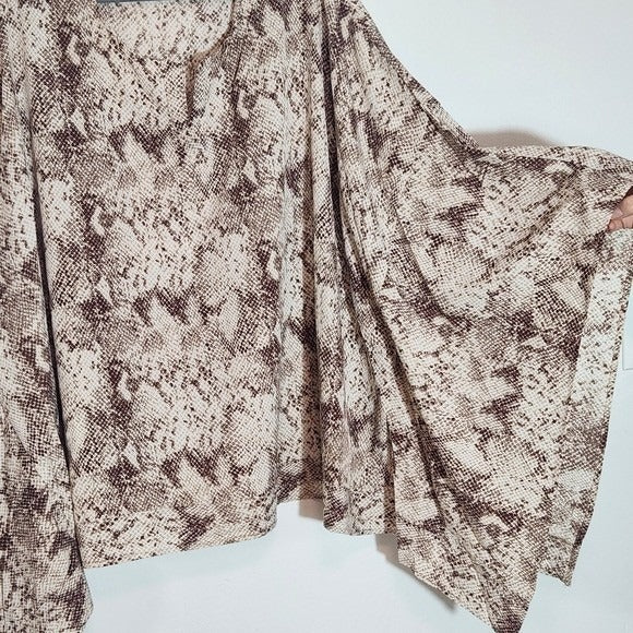Cotton Bleu Brown and Cream Snakeskin Print Poncho Blouse Size 1X