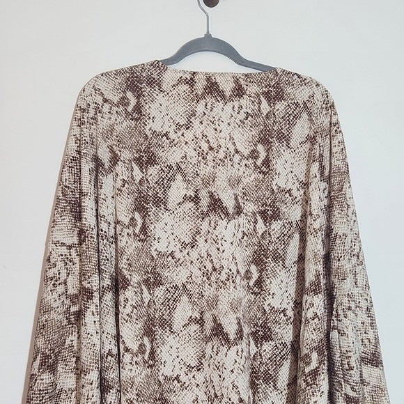 Cotton Bleu Brown and Cream Snakeskin Print Poncho Blouse Size 1X