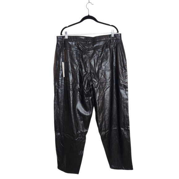 Juicy Couture Black Faux Leather Pants Size 16W NWT