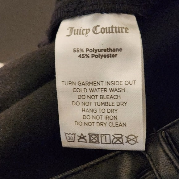 Juicy Couture Black Faux Leather Pants Size 16W NWT