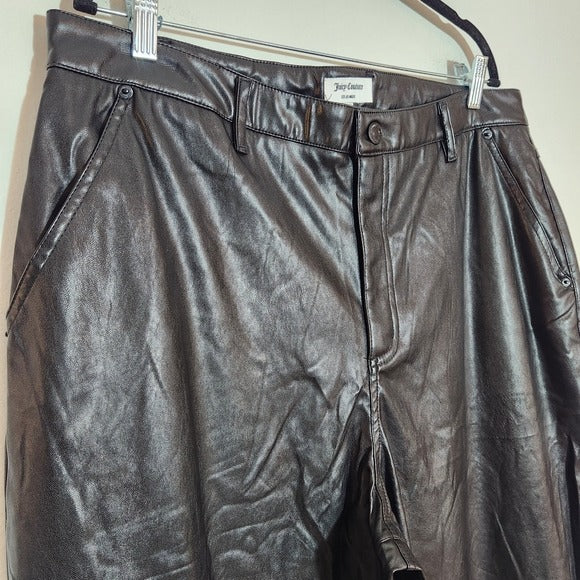 Juicy Couture Black Faux Leather Pants Size 16W NWT