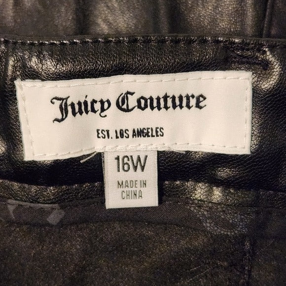 Juicy Couture Black Faux Leather Pants Size 16W NWT