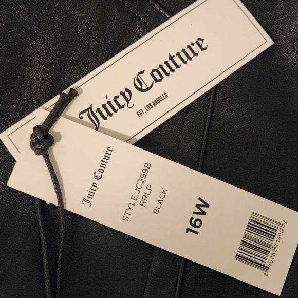 Juicy Couture Black Faux Leather Pants Size 16W NWT
